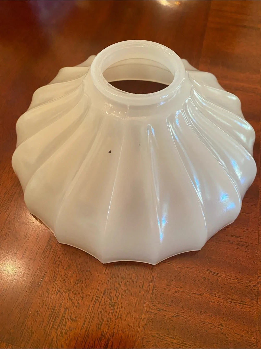 Milk Glass Ribbed Umbrella Pendant Light Shade 2.25” Fitter —Grayish Tint